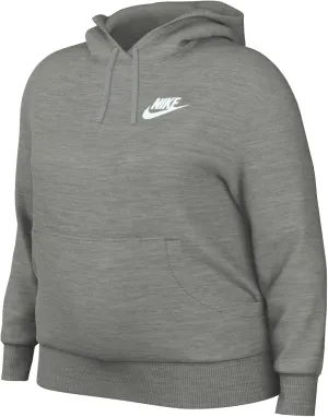 Nike Sportswear Club Fleece Women's Pullover Hoodie (Plus Size) (DV5092-063, Dark Grey Heather/White)