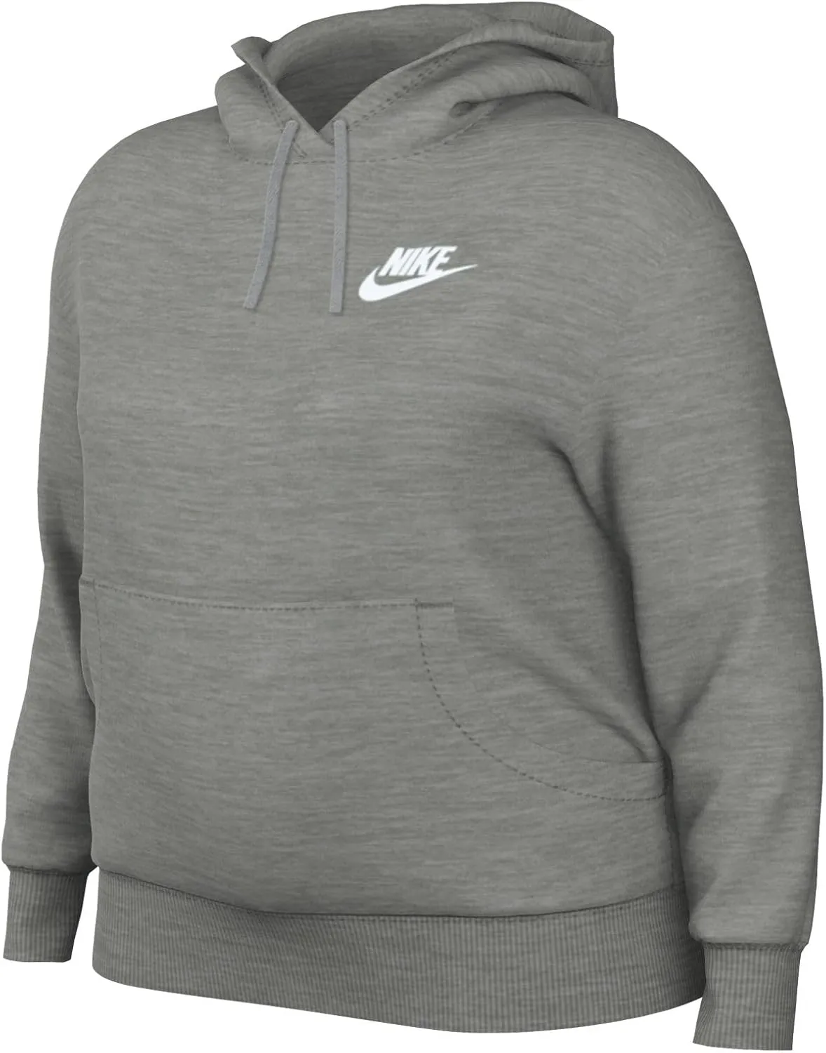 Nike Sportswear Club Fleece Women's Pullover Hoodie (Plus Size) (DV5092-063, Dark Grey Heather/White)