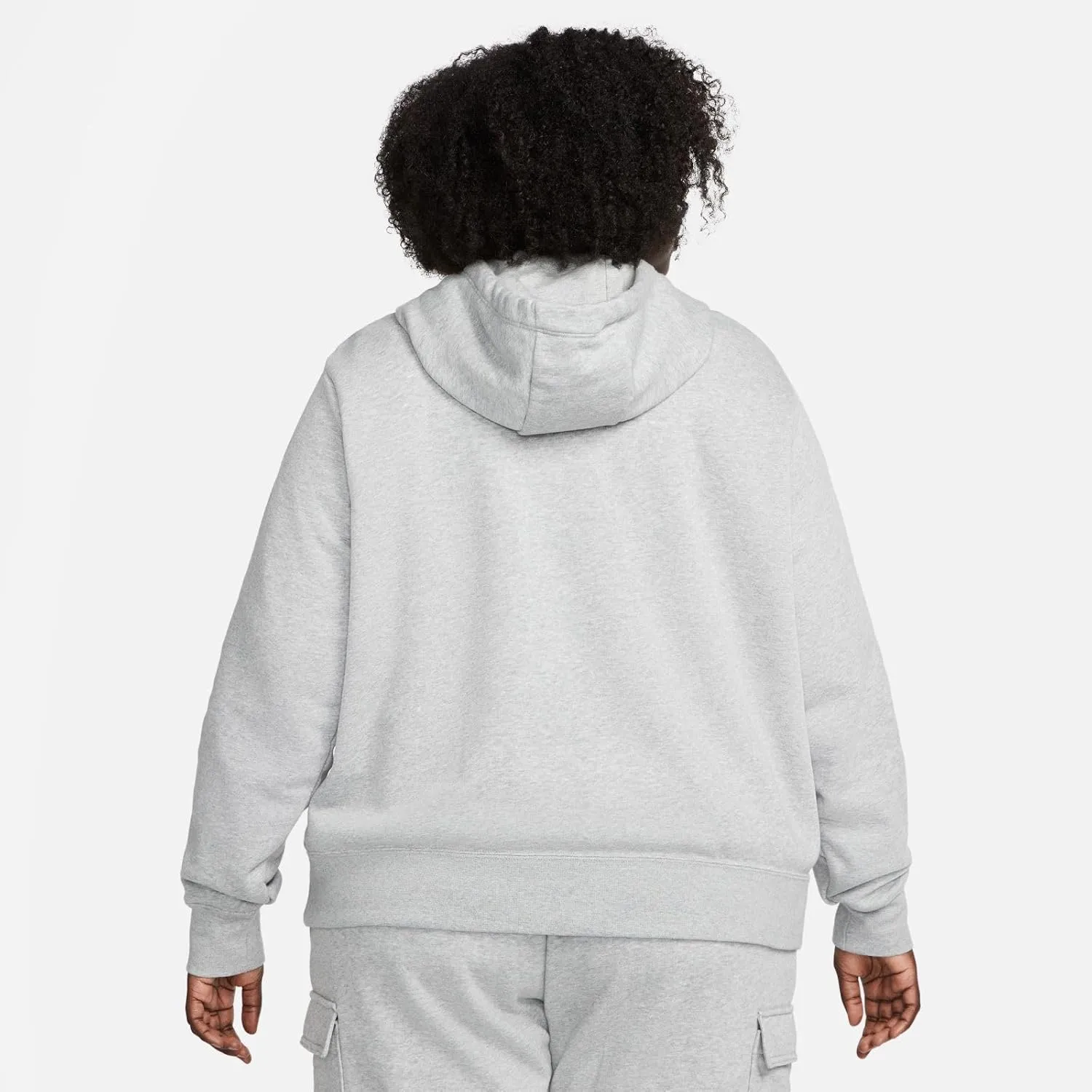 Nike Sportswear Club Fleece Women's Pullover Hoodie (Plus Size) (DV5092-063, Dark Grey Heather/White)