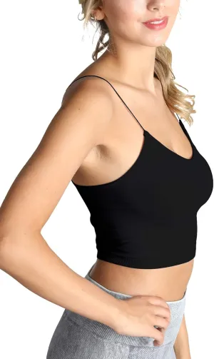 NIKIBIKI Women Seamless Spaghetti Strap Crop Top Cami, Made in U.S.A, One Size