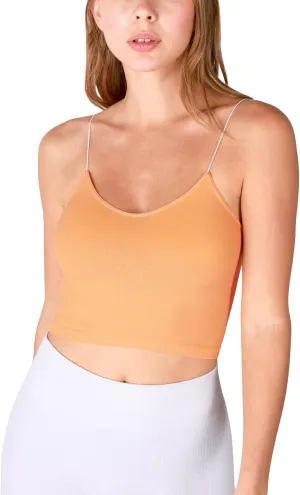 NIKIBIKI Women Seamless Spaghetti Strap Crop Top Cami, Made in U.S.A, One Size