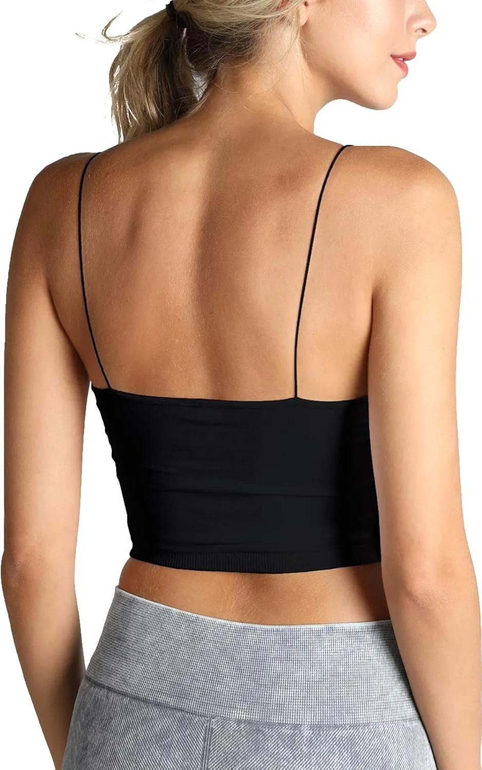 NIKIBIKI Women Seamless Spaghetti Strap Crop Top Cami, Made in U.S.A, One Size