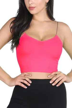 NIKIBIKI Women Seamless Spaghetti Strap Crop Top Cami, Made in U.S.A, One Size