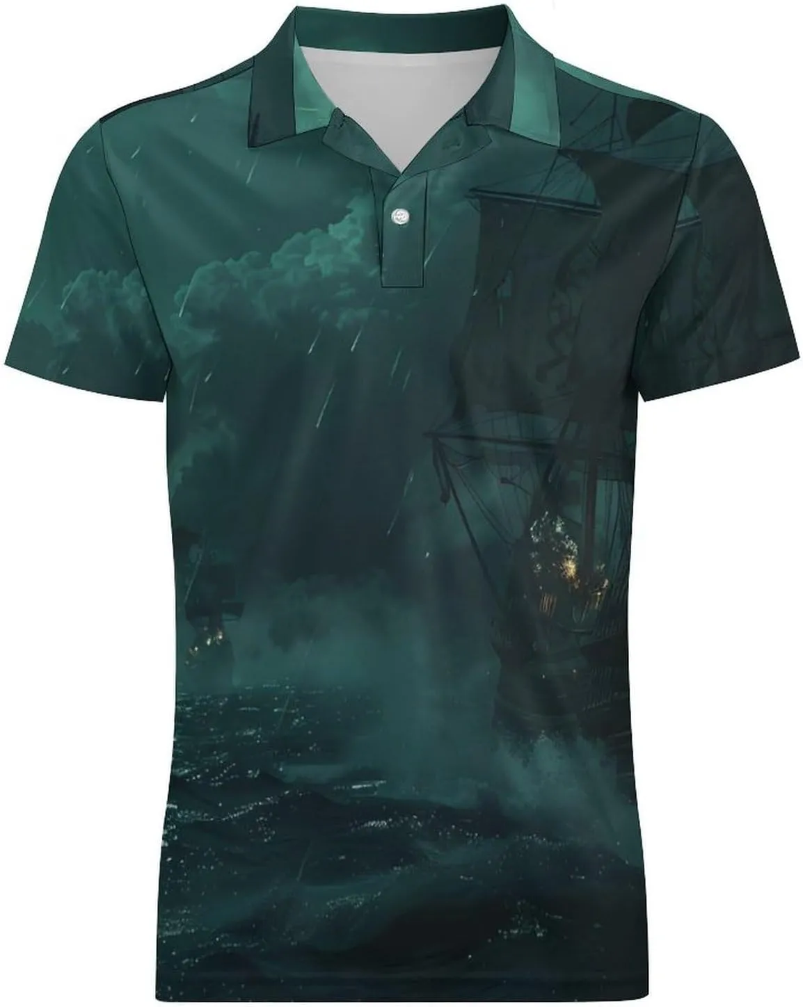 Ocean Ship Classic Polo Shirts for Men Quick Dry Short Sleeve Fit Golf Tees Casual Tops