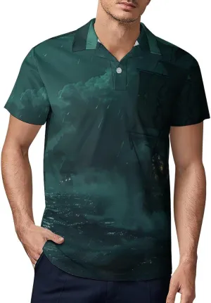 Ocean Ship Classic Polo Shirts for Men Quick Dry Short Sleeve Fit Golf Tees Casual Tops