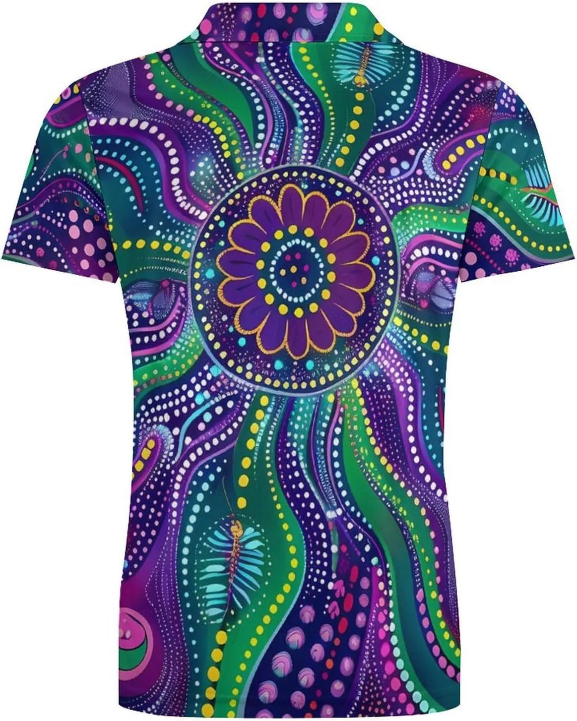 Paisley Psychedelic Piranha Classic Polo Shirts for Men Quick Dry Short Sleeve Fit Golf Tees Casual Tops