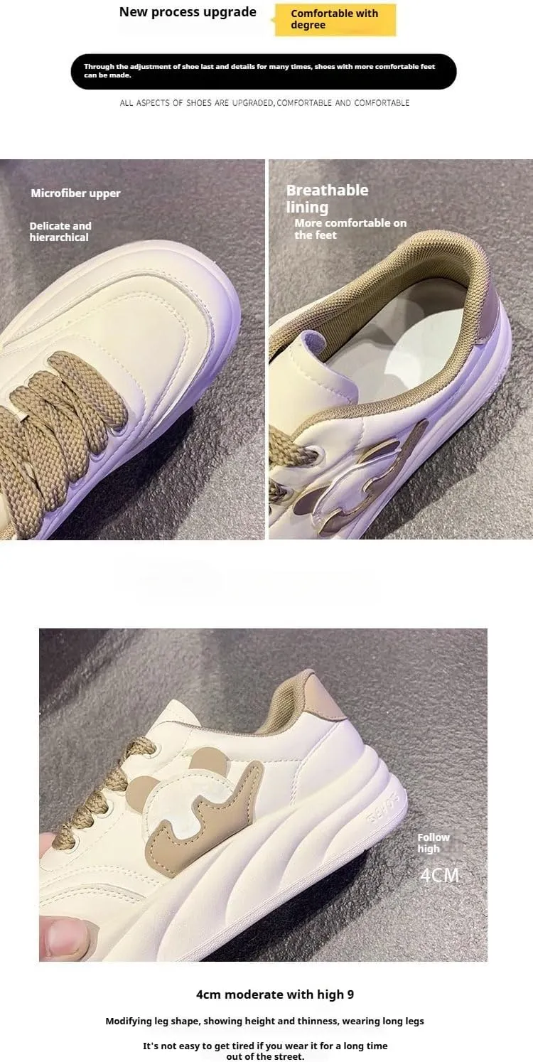Panda Design Cute White Sneakers Chunky Platform Lace-up Comfy Non Slip Lightweight Softy Casual Shoes Kawaii Y2K Pretty Pastel Retro Trendy Fashion Gifts for Women Girls Back to School Everyday Wear