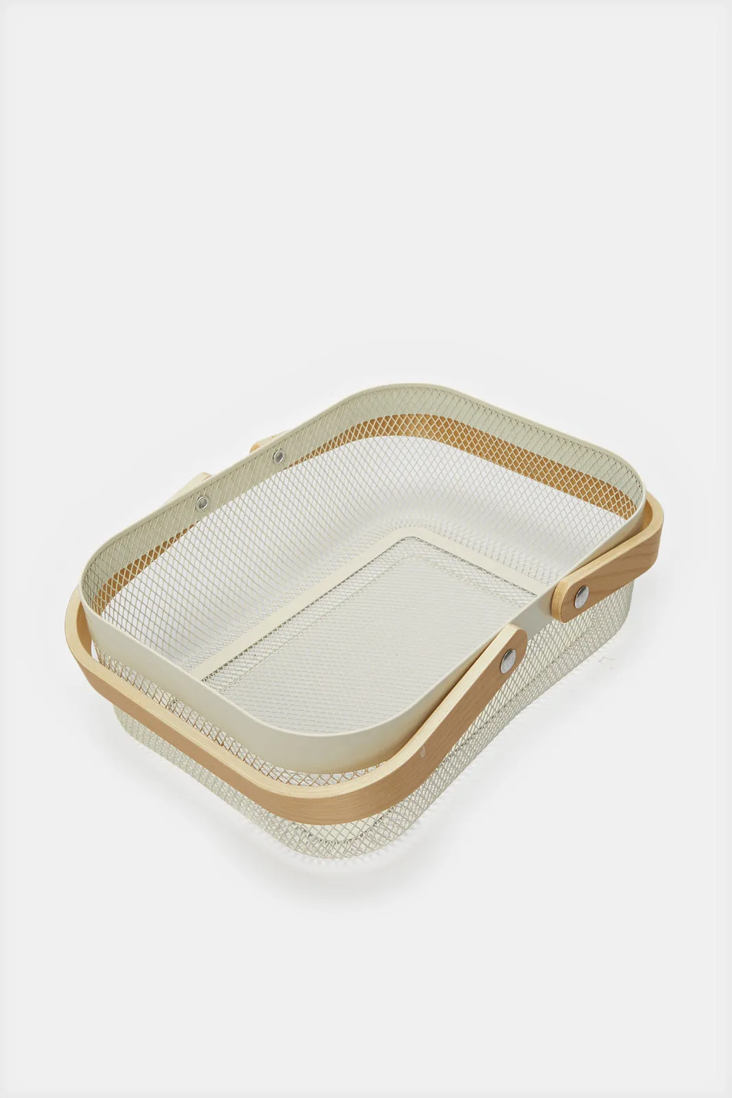 Pink Plain Rectangle Basket With Handle