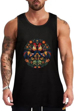Polish Traditional Folk Art Mens Tank Top Cotton Undershirt Crewneck Sleeveless Shirt for Summer