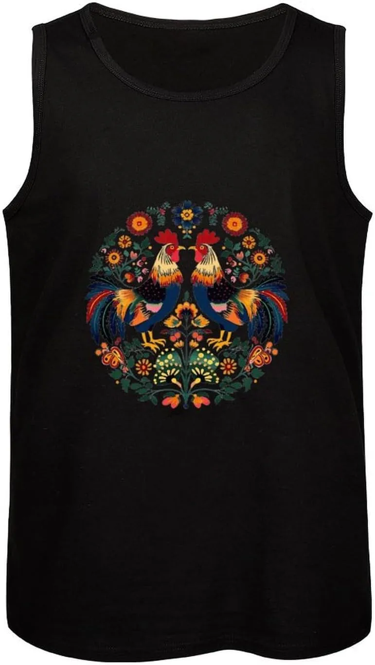 Polish Traditional Folk Art Mens Tank Top Cotton Undershirt Crewneck Sleeveless Shirt for Summer