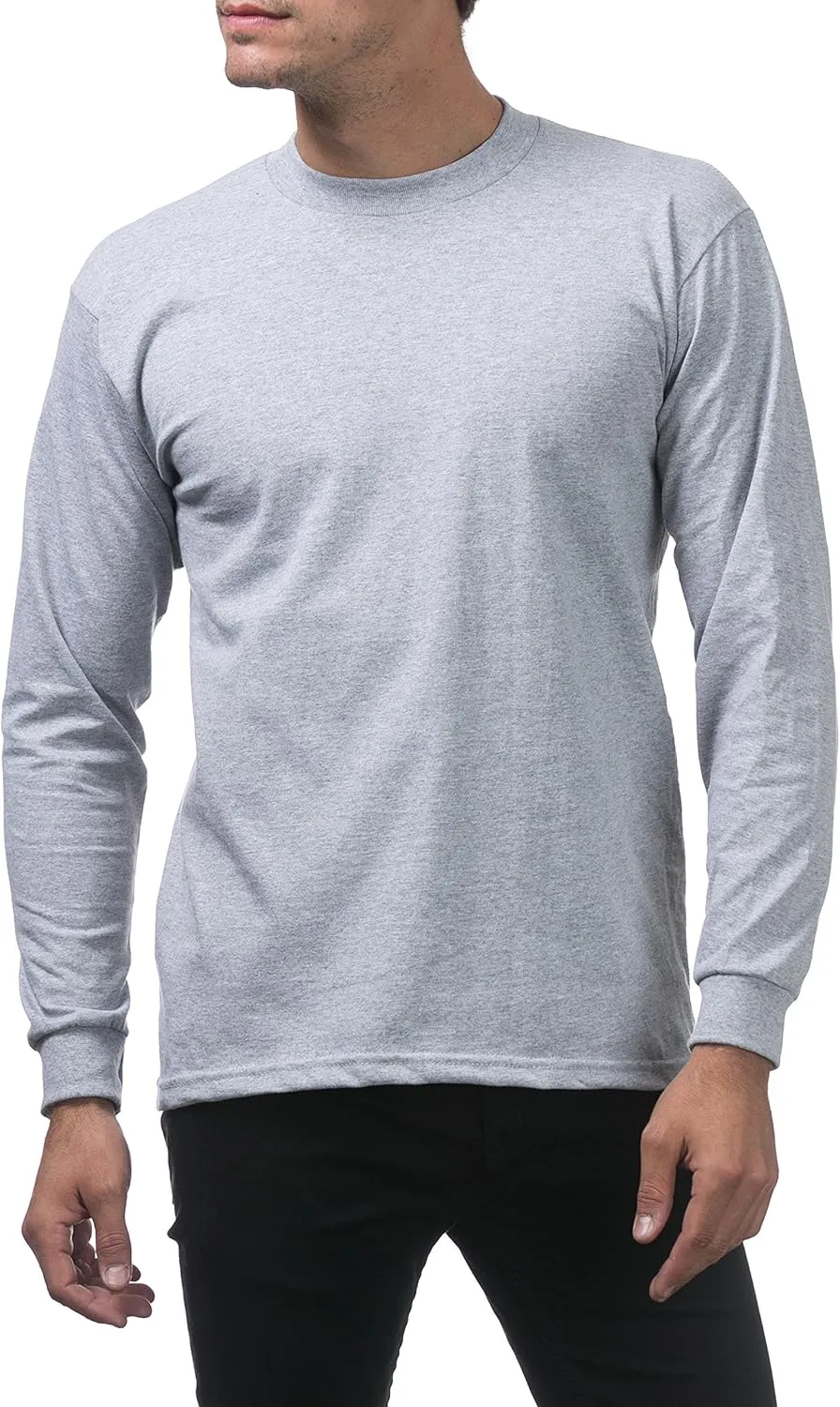 Pro Club Men's 3-Pack Heavyweight Cotton Long Sleeve Crew Neck T-Shirt