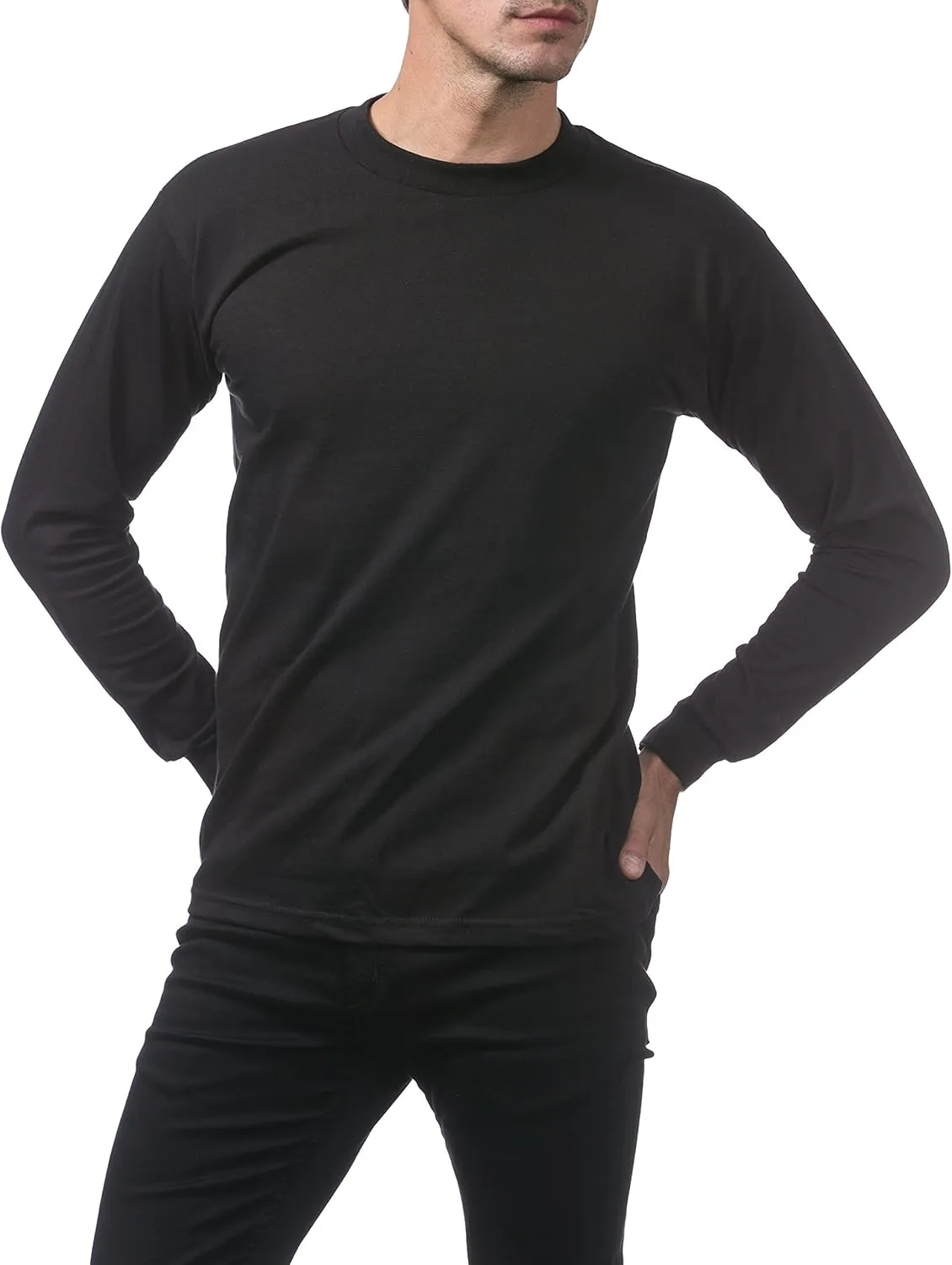 Pro Club Men's 3-Pack Heavyweight Cotton Long Sleeve Crew Neck T-Shirt