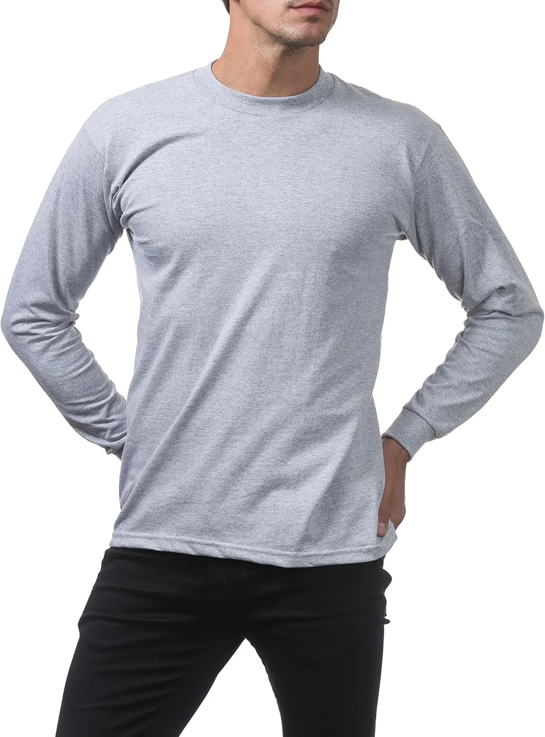 Pro Club Men's 3-Pack Heavyweight Cotton Long Sleeve Crew Neck T-Shirt