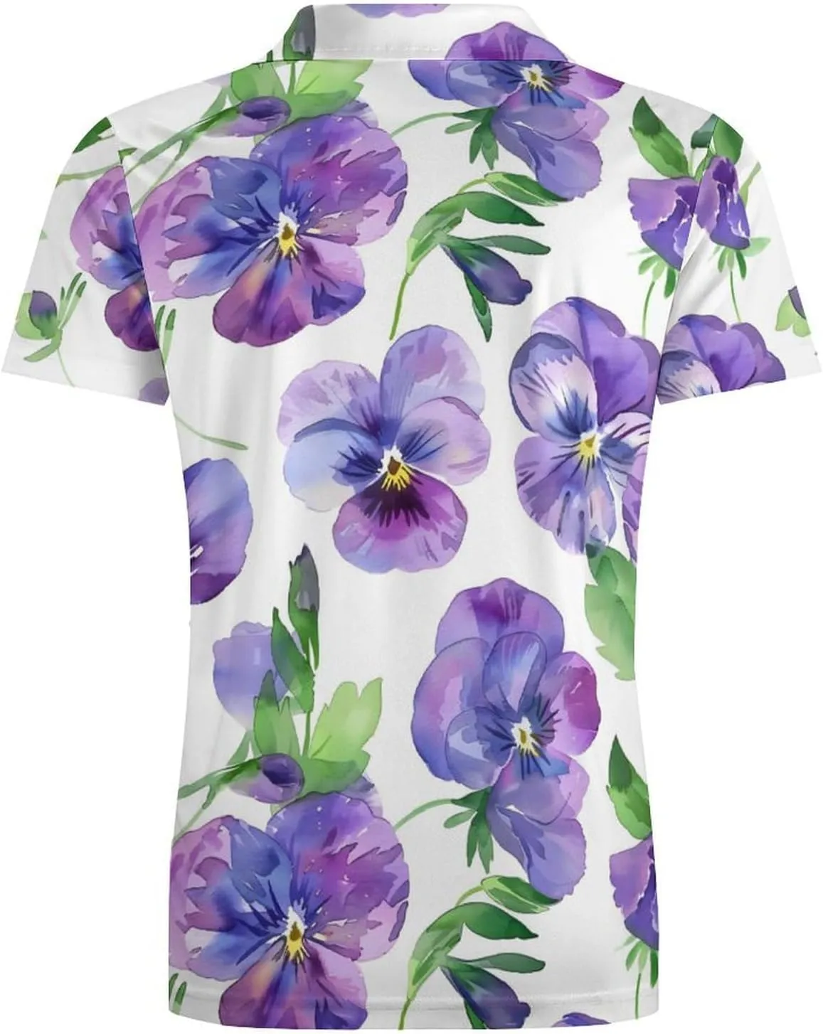 Purple Pansy Flower Classic Polo Shirts for Men Quick Dry Short Sleeve Fit Golf Tees Casual Tops
