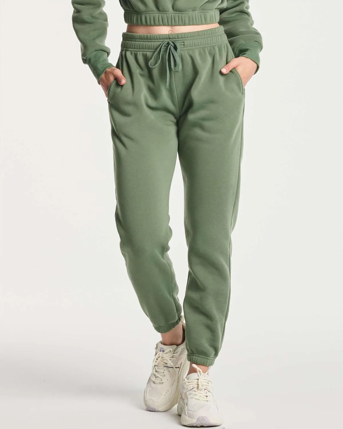 Real Essentials 3 Pack: Women's Fleece Jogger Sweatpants (Available in Plus Size)