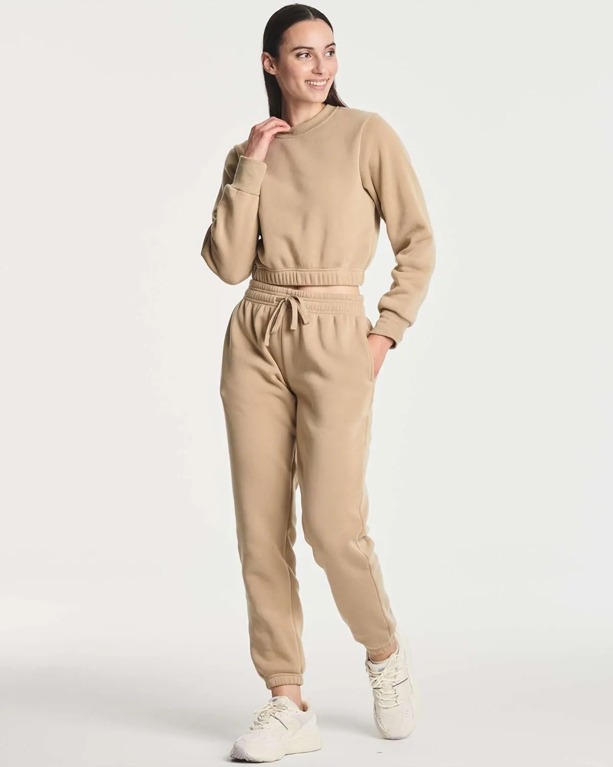 Real Essentials 3 Pack: Women's Fleece Jogger Sweatpants (Available in Plus Size)