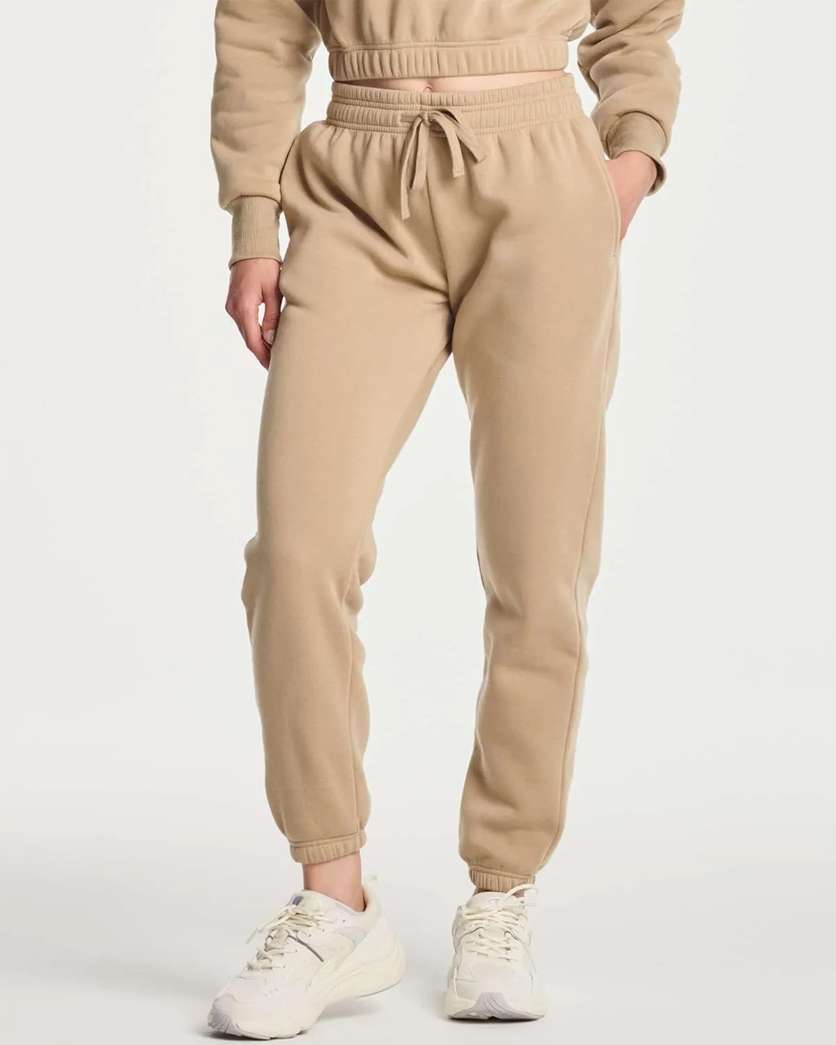 Real Essentials 3 Pack: Women's Fleece Jogger Sweatpants (Available in Plus Size)
