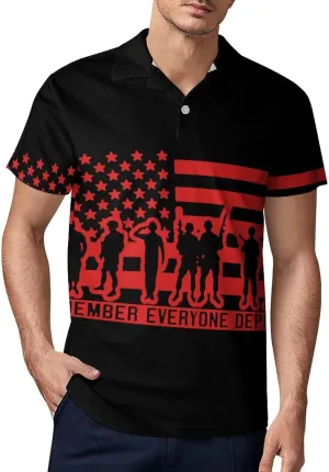 Remember Everyone Deployed Classic Polo Shirts for Men Quick Dry Short Sleeve Fit Golf Tees Casual Tops