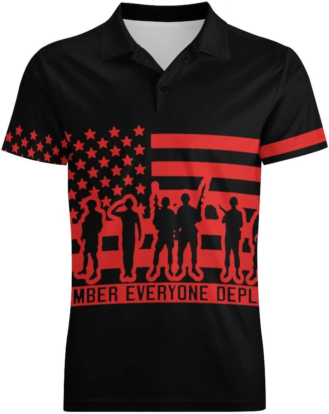 Remember Everyone Deployed Classic Polo Shirts for Men Quick Dry Short Sleeve Fit Golf Tees Casual Tops