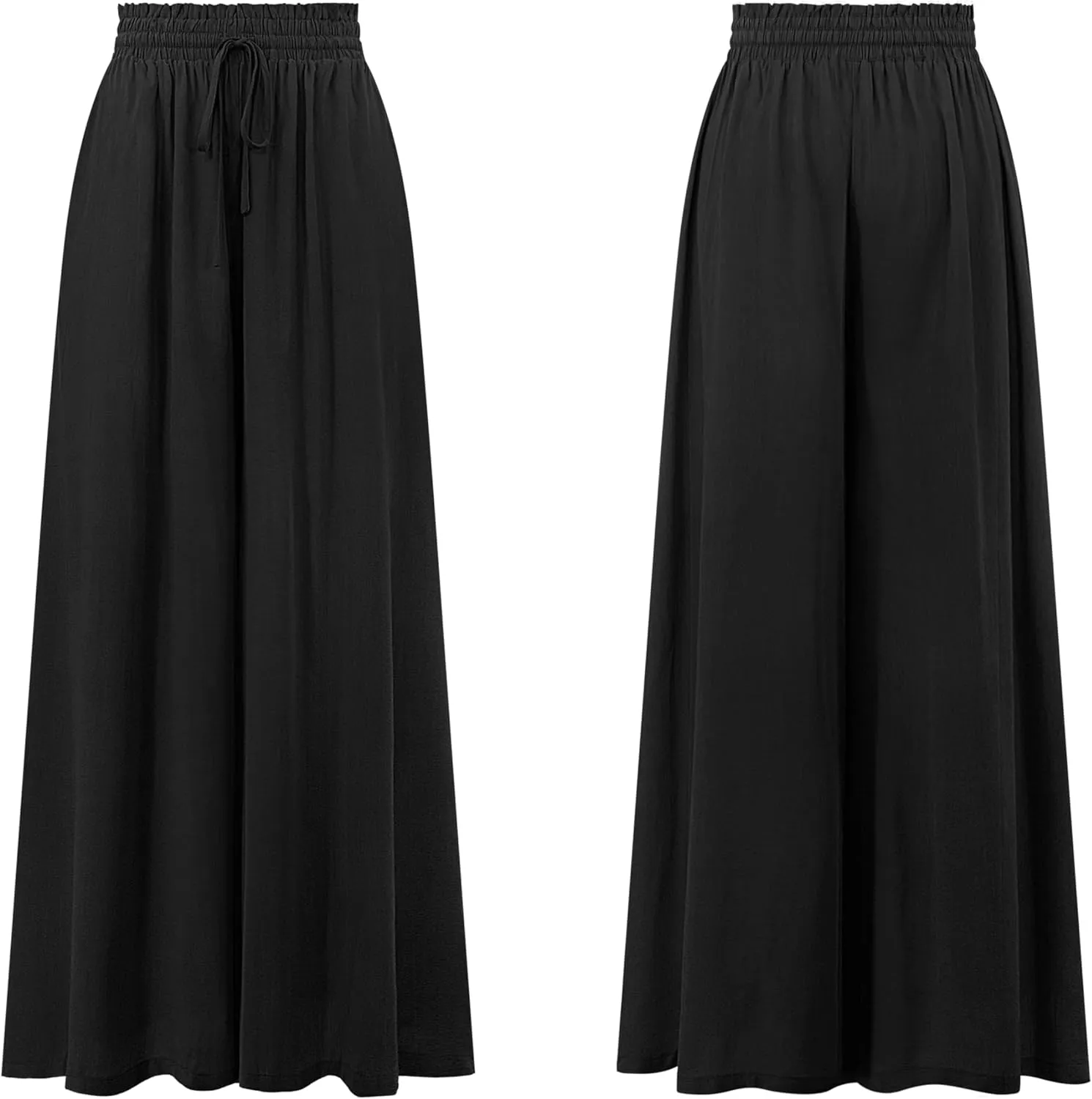 R.Vivimos Women's Wide Leg Lounge Pants Elastic High Waisted Drawstring Tie Casual Flowy Palazzo Pants Trousers with Pockets