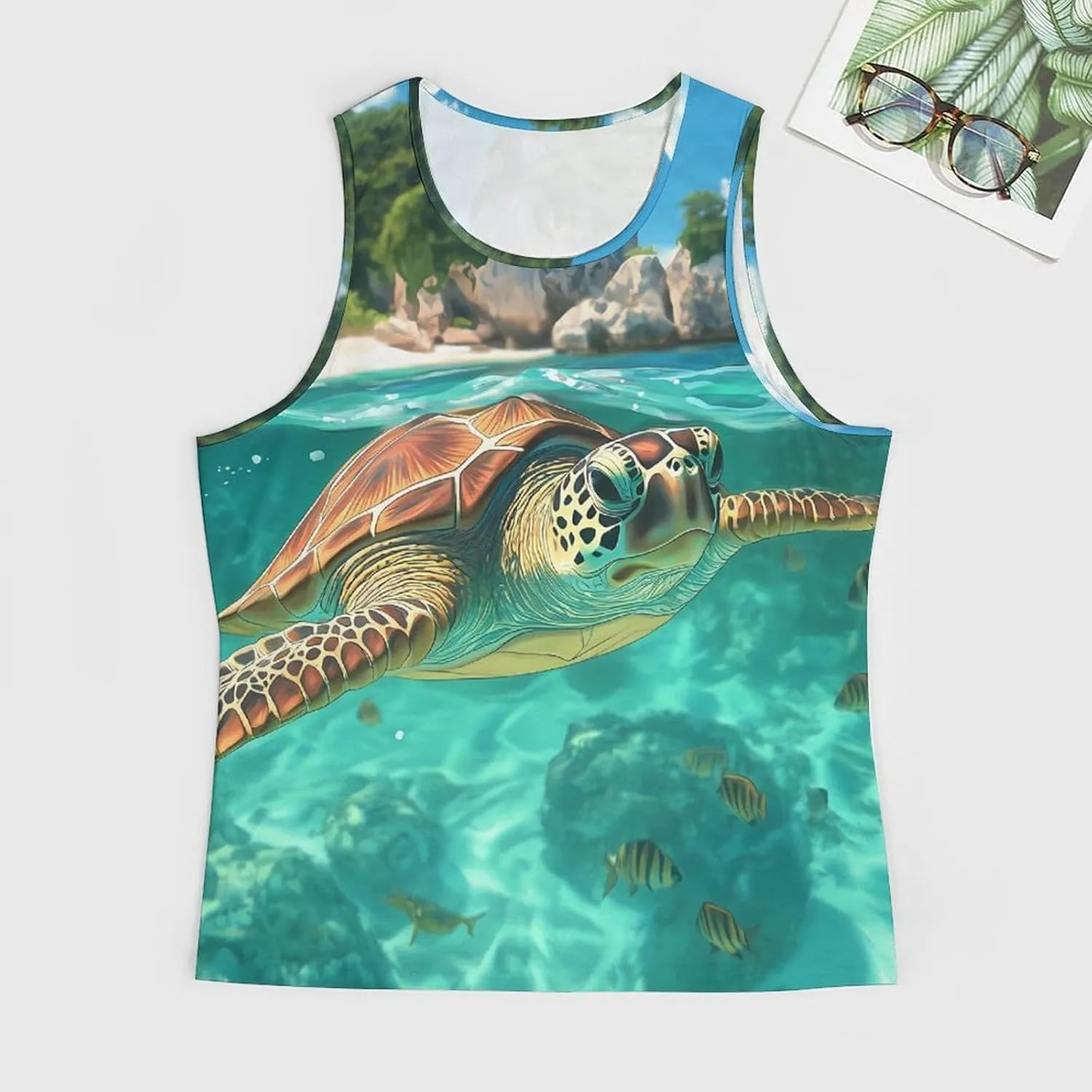 Sea Turtle Ocean Men's Activewear Tank Tops Gym Sleeveless Muscle T Shirts Workout Tees Vest