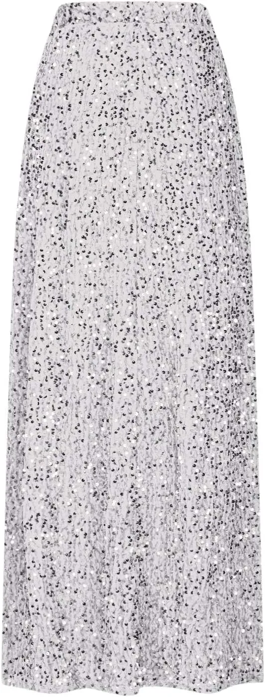 Sequin Party Maxi Skirts for Women High Waisted Plus Size Stretchy Sparkly Skirt Elegant Cocktail Dress