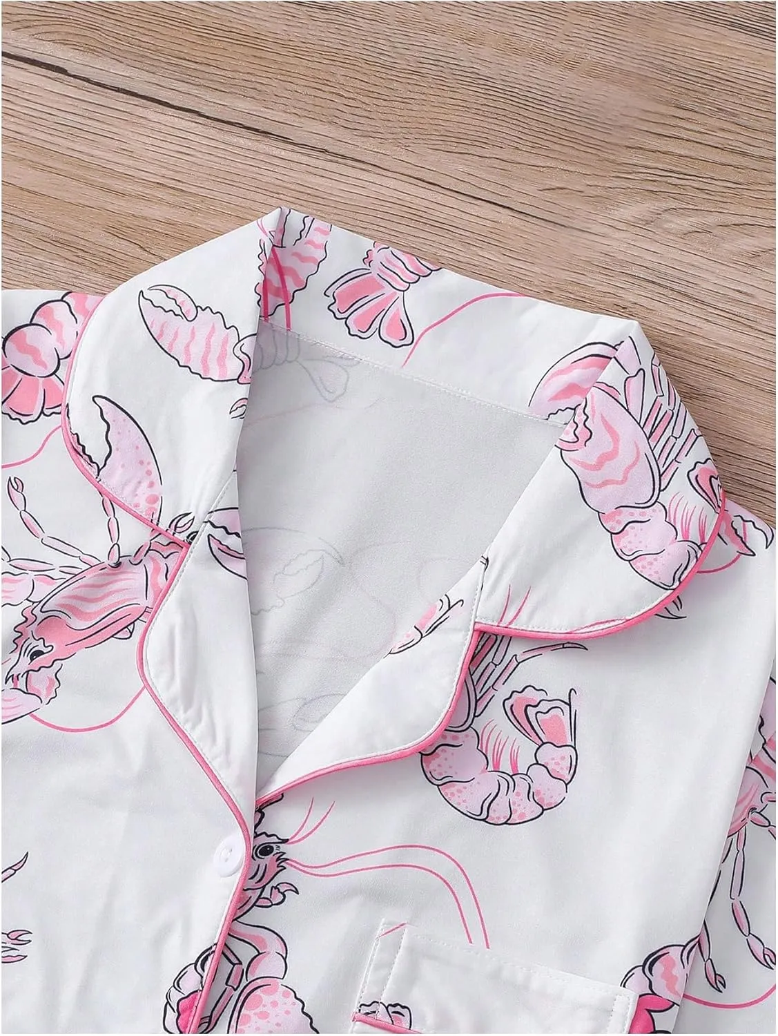 SHENHE Women's 2 Piece Pajama Set Bow Graphic Button Down Short Sleeve Lapel Shirt Pj Short Set