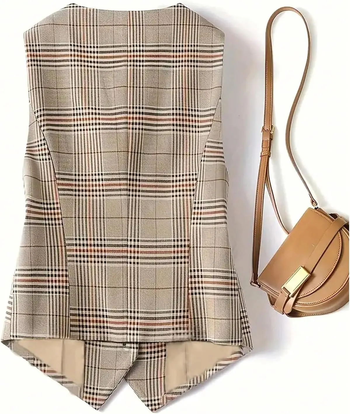 SHENHE Women's Plaid Vest Top Button Up V Neck Vintage Business Work Blazer Suit Vests with Pockets