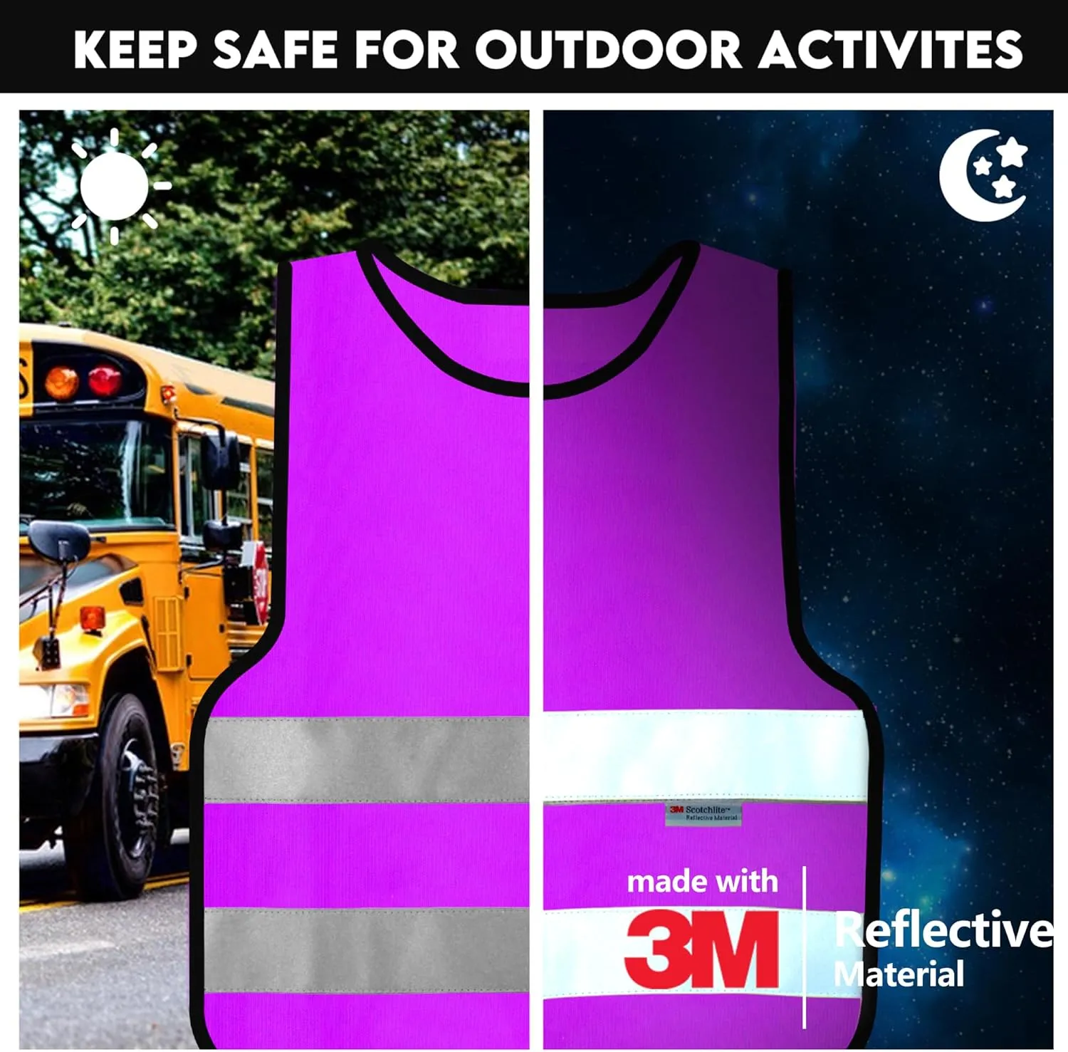 SIFE kids safety vest, made with 3m reflective material, safeguards our young adventurers