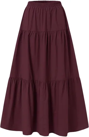 Skirted Toilet Women's Spring/Summer Casual High Waist Linen Solid Pleated Loose Swing Half Length Skirt Skirt