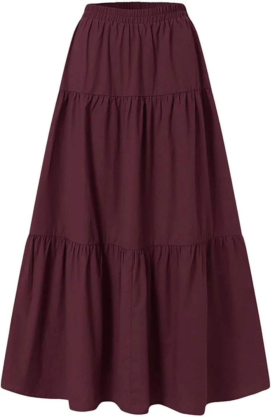 Skirted Toilet Women's Spring/Summer Casual High Waist Linen Solid Pleated Loose Swing Half Length Skirt Skirt