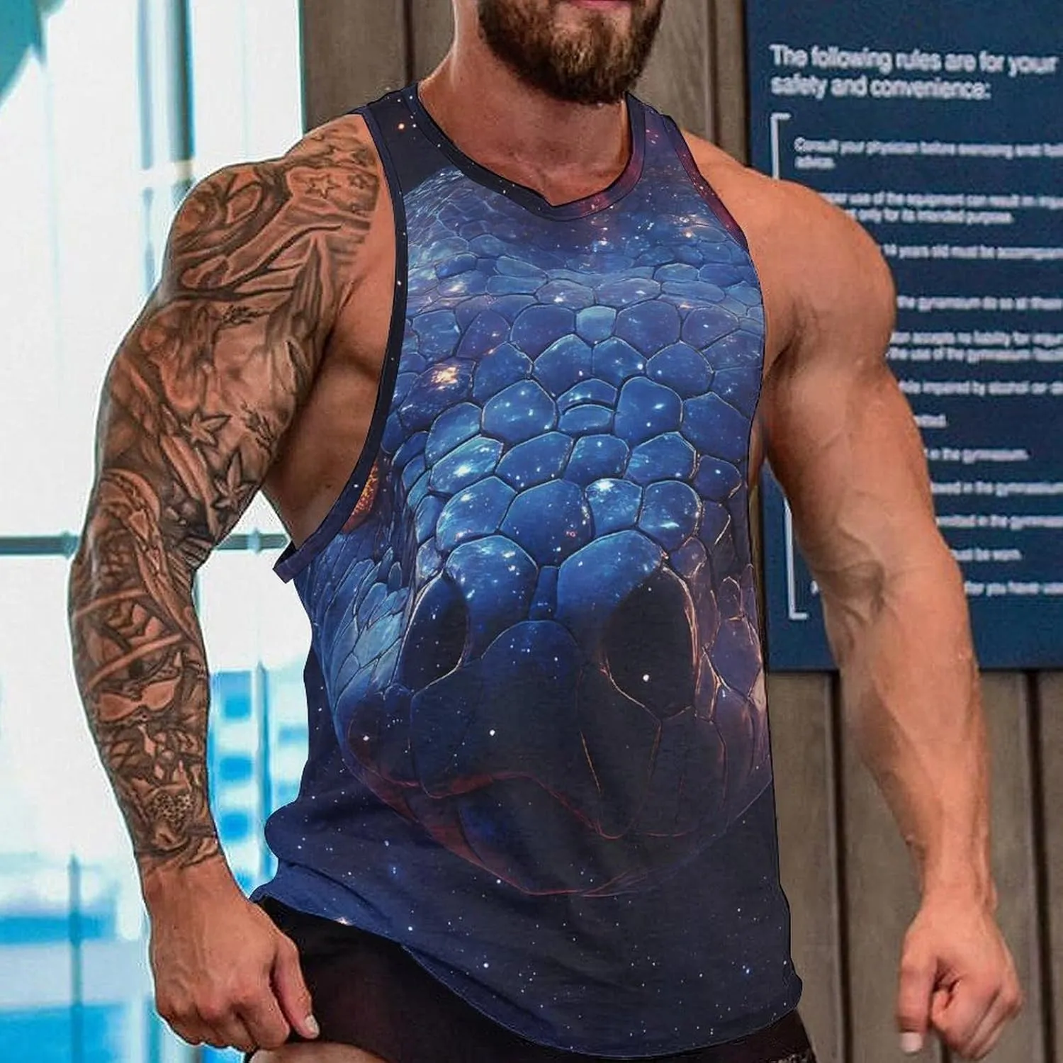 Snake Face in G-alaxy Men's Activewear Tank Tops Gym Sleeveless Muscle T Shirts Workout Tees Vest