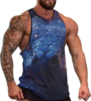 Snake Face in G-alaxy Men's Activewear Tank Tops Gym Sleeveless Muscle T Shirts Workout Tees Vest