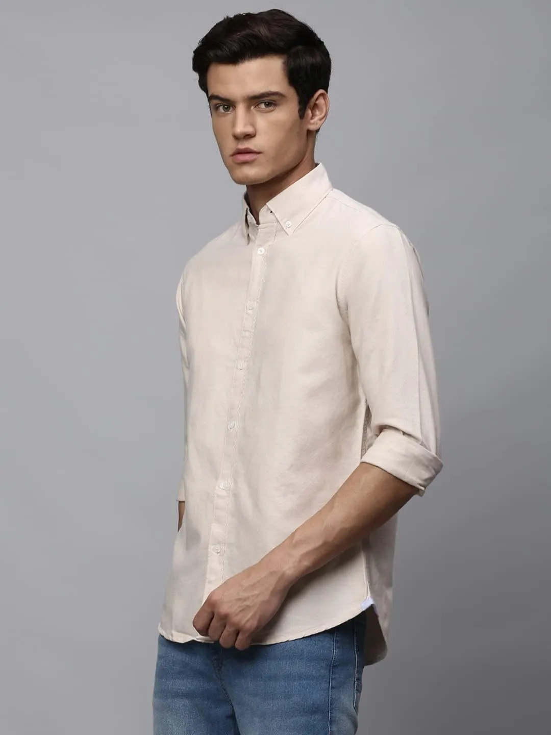 Solid Slim Fit Full Sleeves with Button Down Collar Casual Shirt for Men