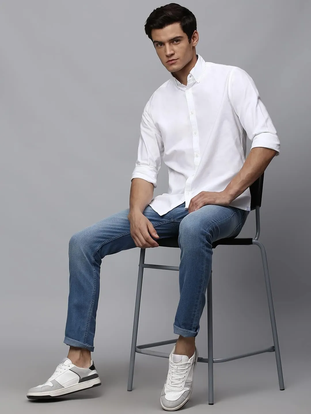 Solid Slim Fit Full Sleeves with Button Down Collar Casual Shirt for Men