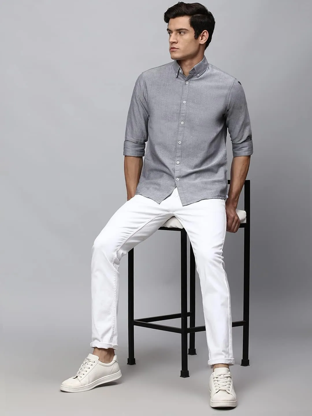 Solid Slim Fit Full Sleeves with Button Down Collar Casual Shirt for Men