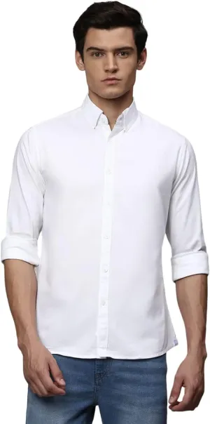 Solid Slim Fit Full Sleeves with Button Down Collar Casual Shirt for Men