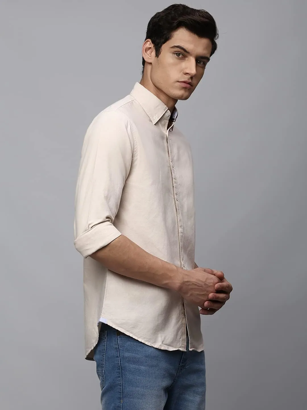 Solid Slim Fit Full Sleeves with Button Down Collar Casual Shirt for Men