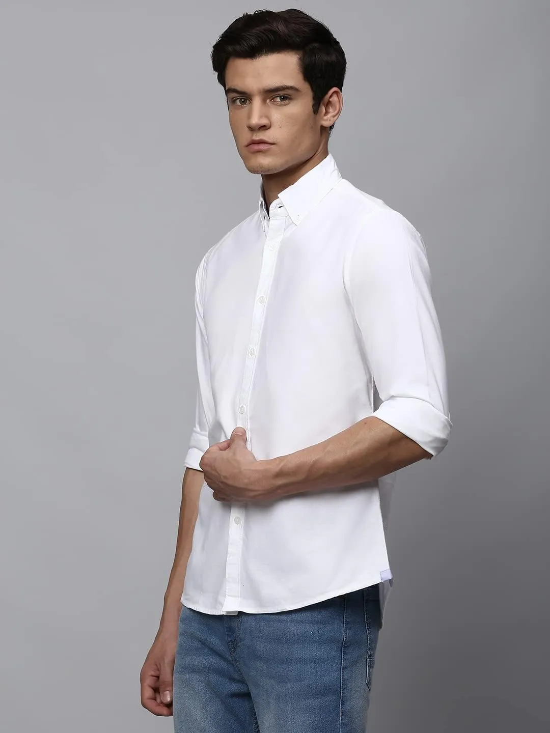 Solid Slim Fit Full Sleeves with Button Down Collar Casual Shirt for Men