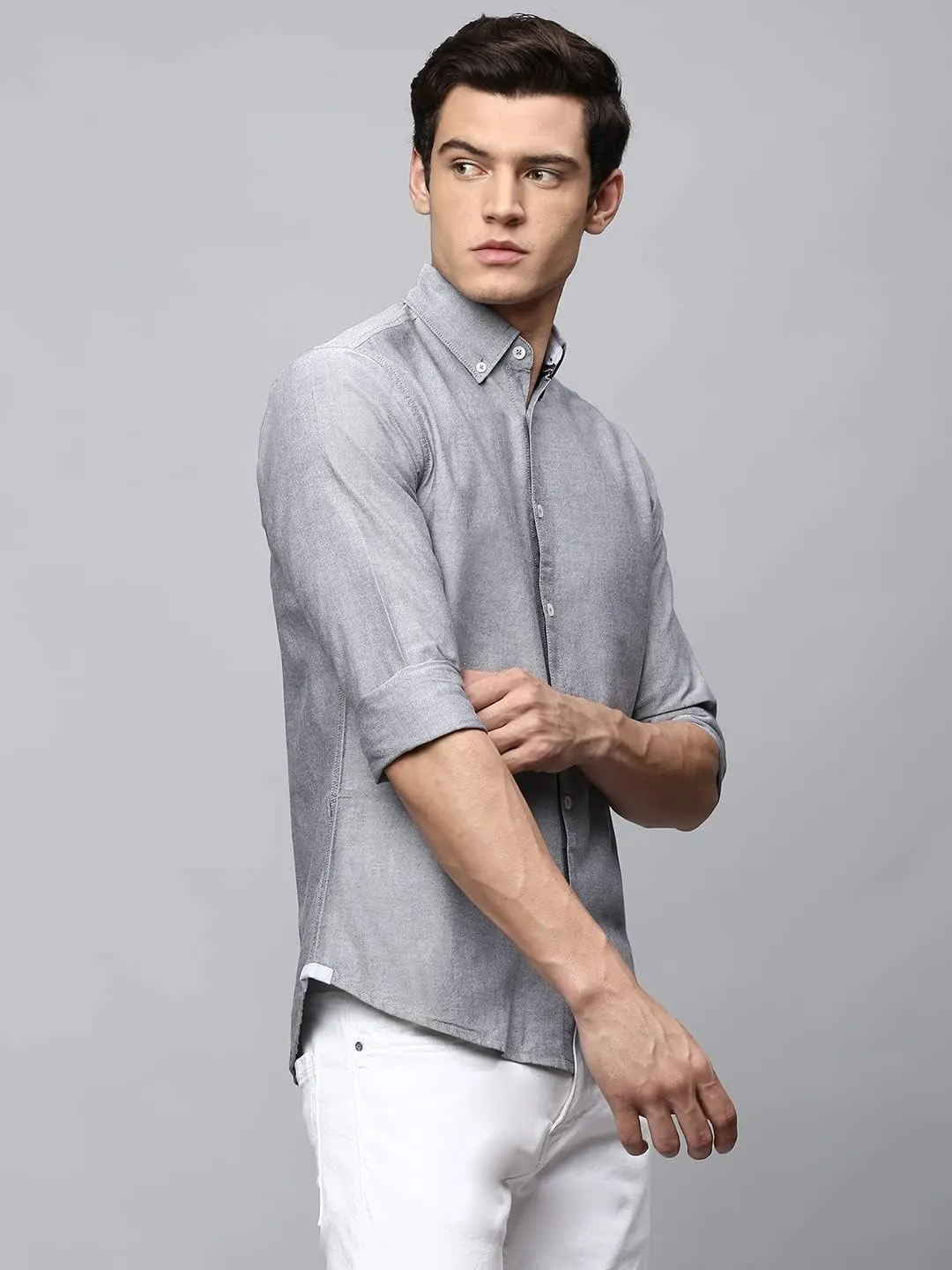 Solid Slim Fit Full Sleeves with Button Down Collar Casual Shirt for Men