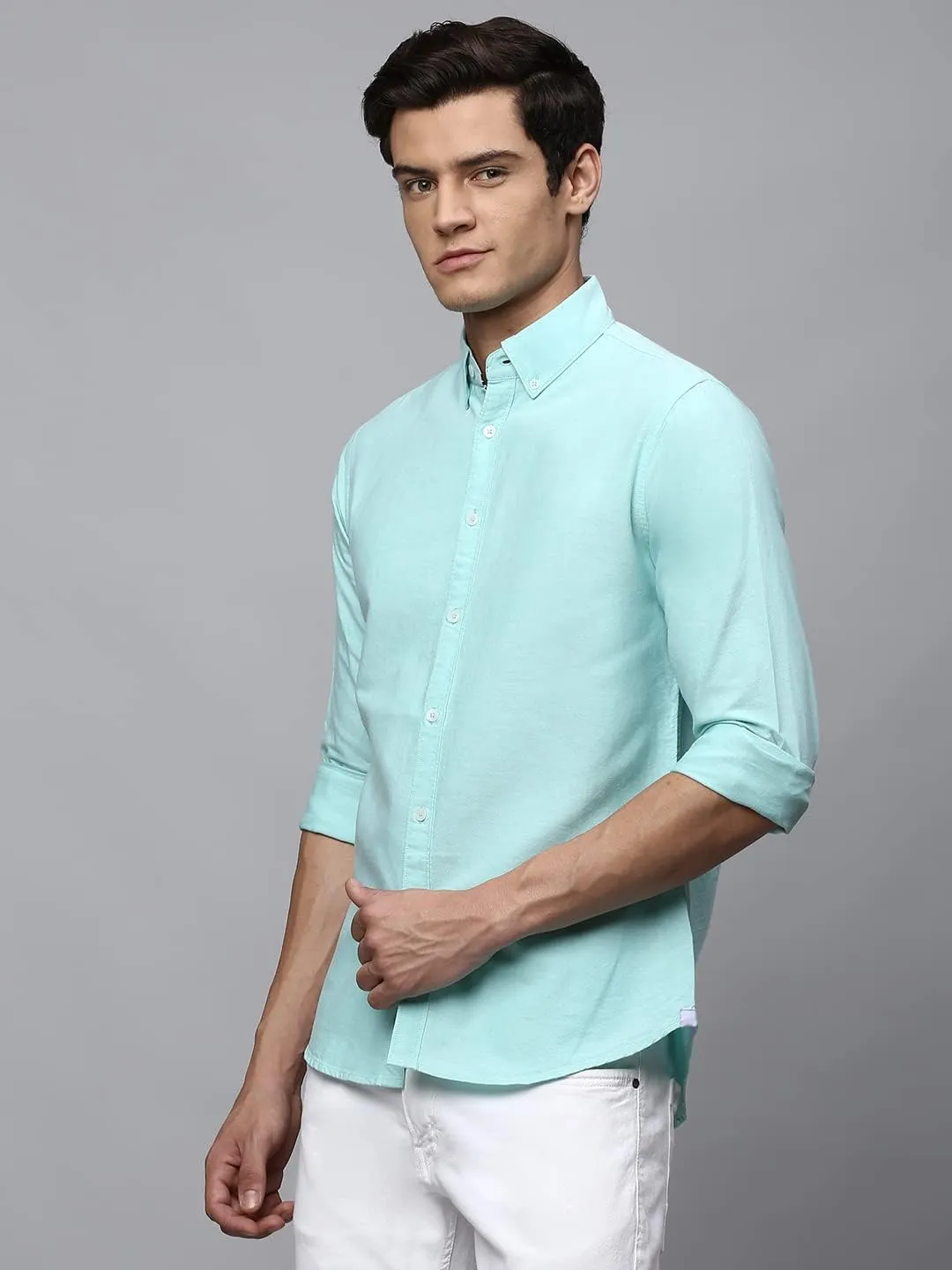 Solid Slim Fit Full Sleeves with Button Down Collar Casual Shirt for Men