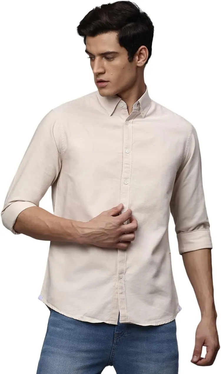 Solid Slim Fit Full Sleeves with Button Down Collar Casual Shirt for Men