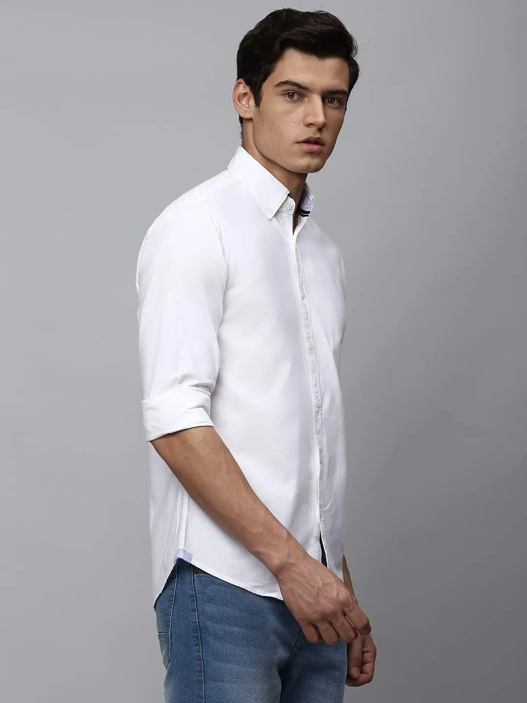 Solid Slim Fit Full Sleeves with Button Down Collar Casual Shirt for Men