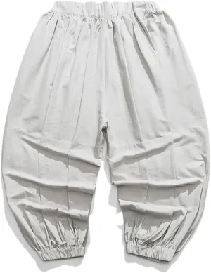 Spring Summer Men Linen Harem Pants Men Breathable Solid Color Wide Leg Pants Male Black gray9 Trousers Streetwear