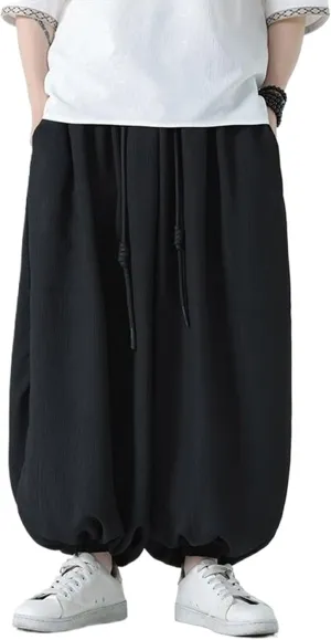 Spring/Summer Chinese Style Men's Loose Version Harem Pants,Plus Size Lantern Pants