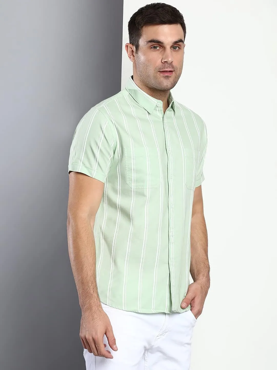Striped Slim Fit Half Sleeves Casual Shirt for Men