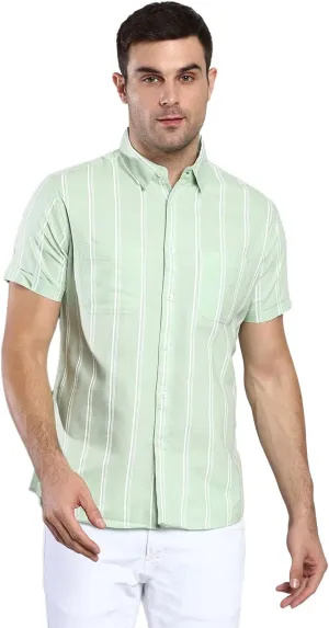 Striped Slim Fit Half Sleeves Casual Shirt for Men