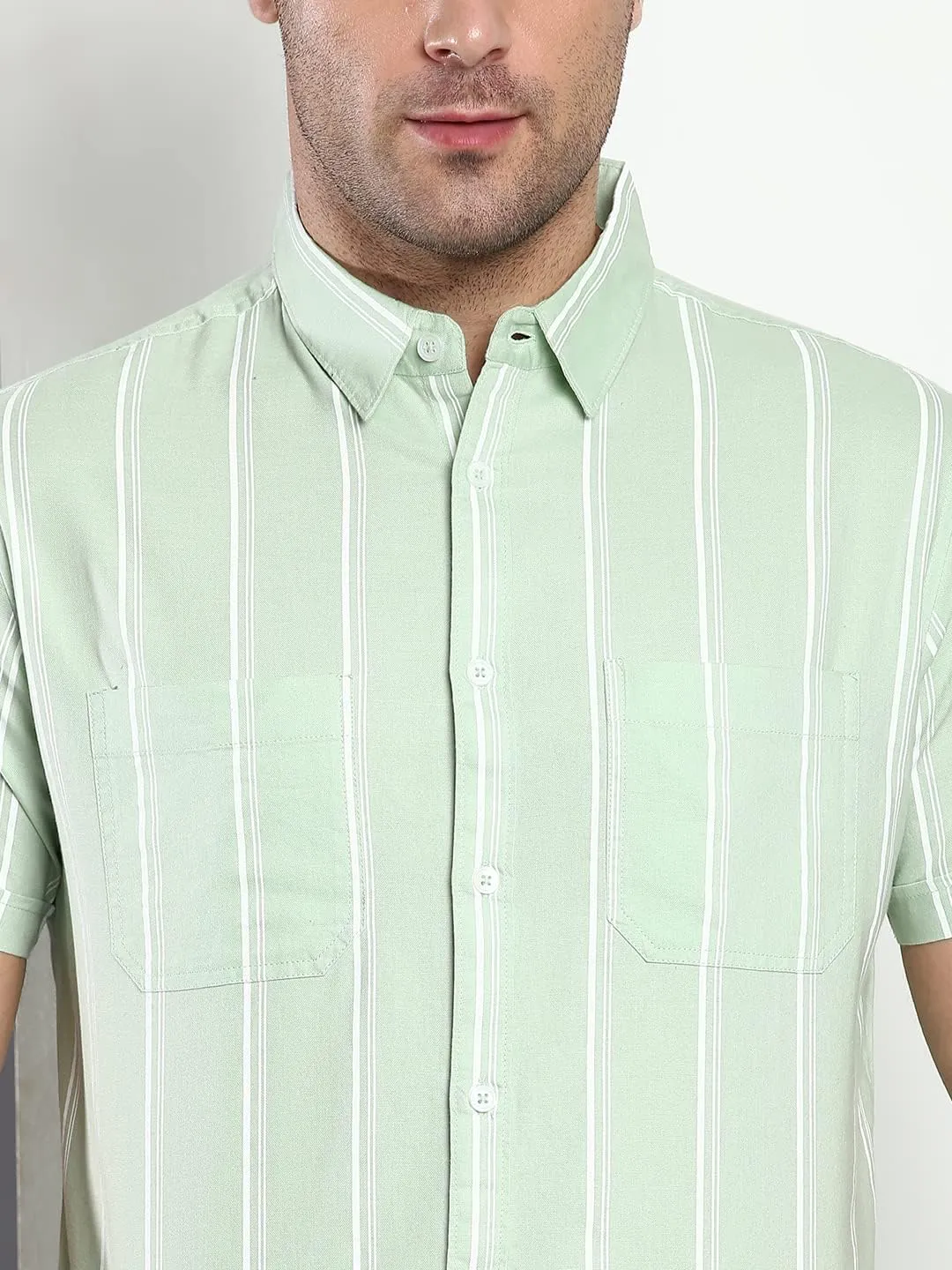 Striped Slim Fit Half Sleeves Casual Shirt for Men