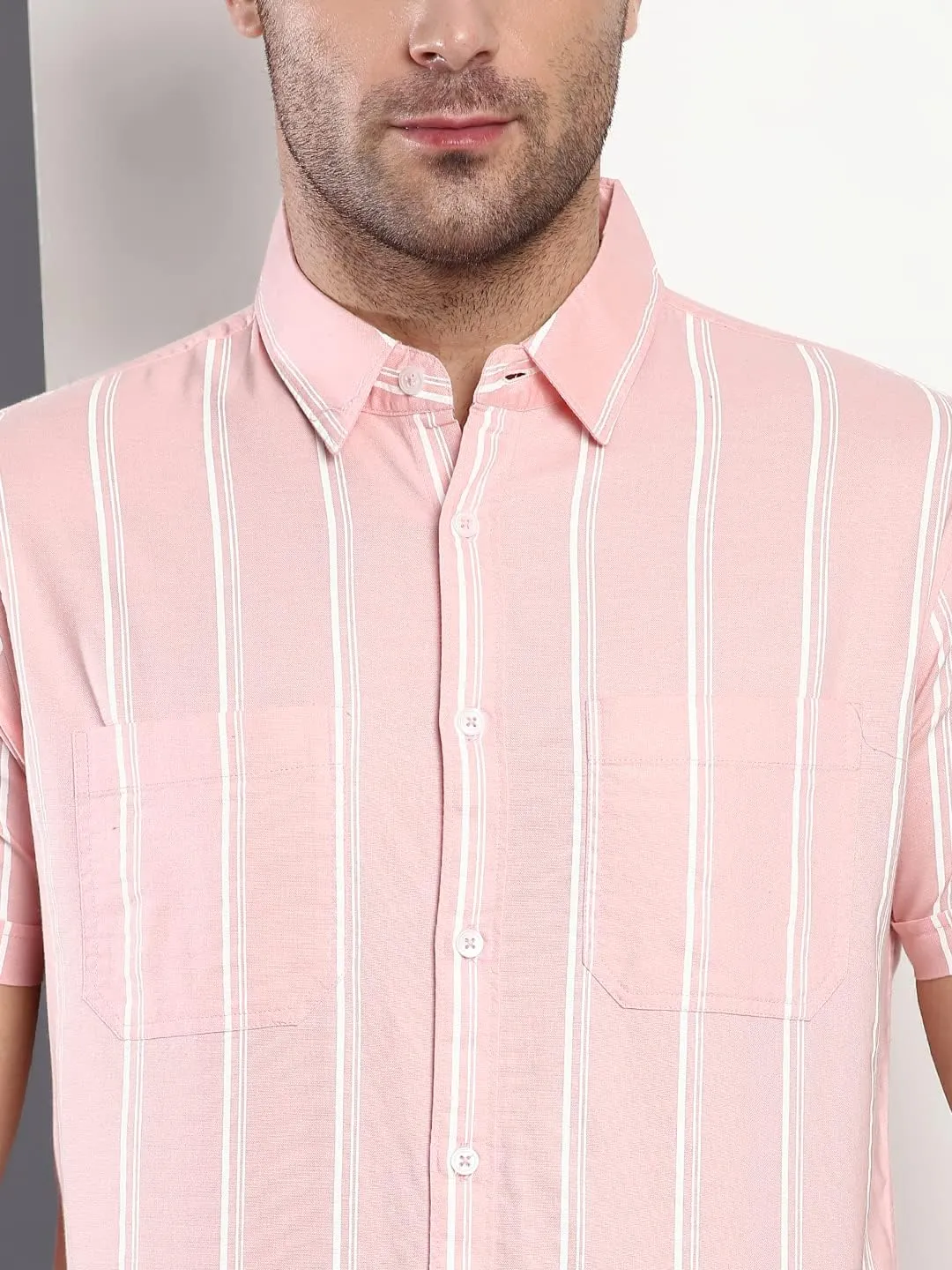 Striped Slim Fit Half Sleeves Casual Shirt for Men