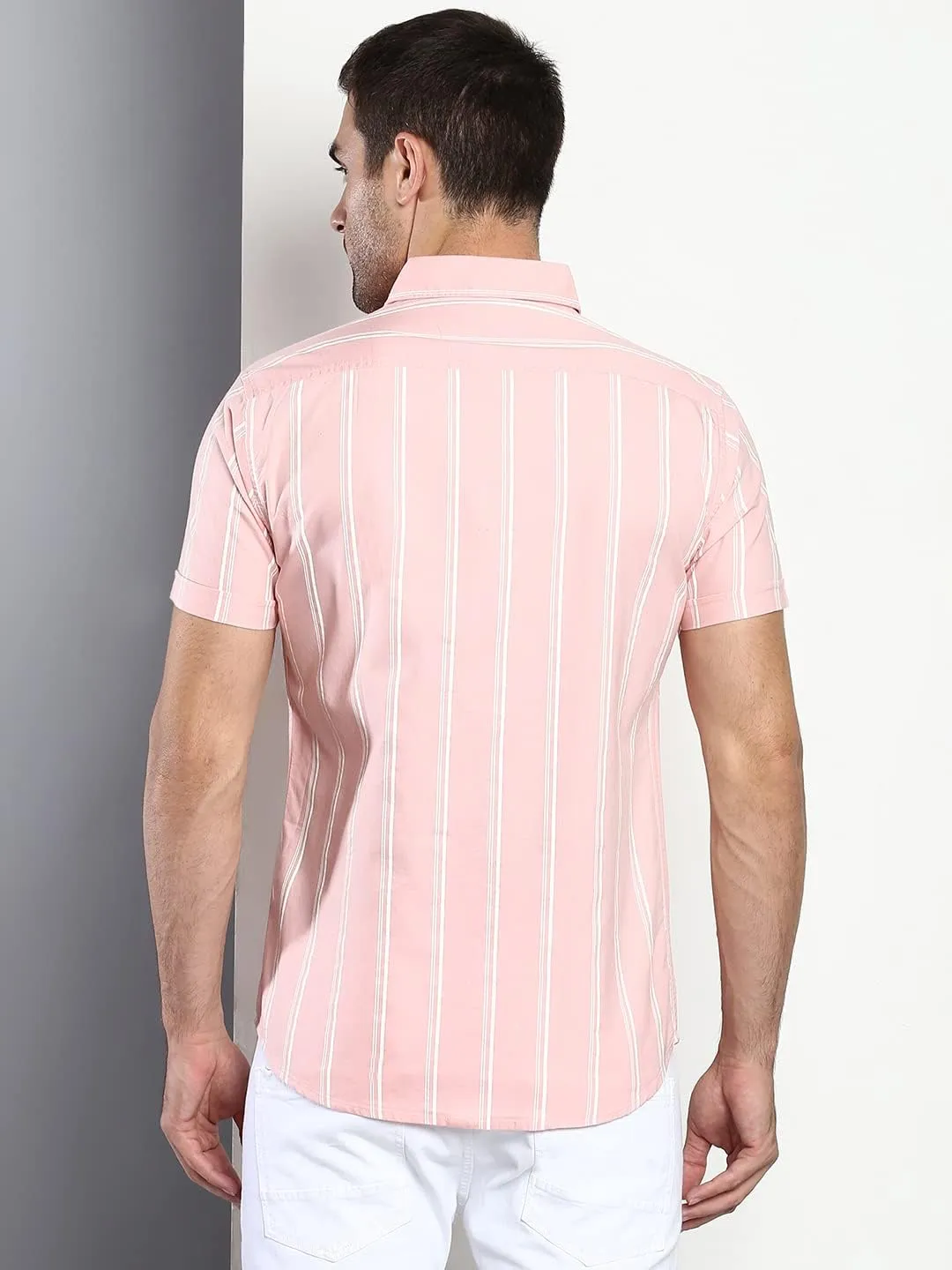 Striped Slim Fit Half Sleeves Casual Shirt for Men